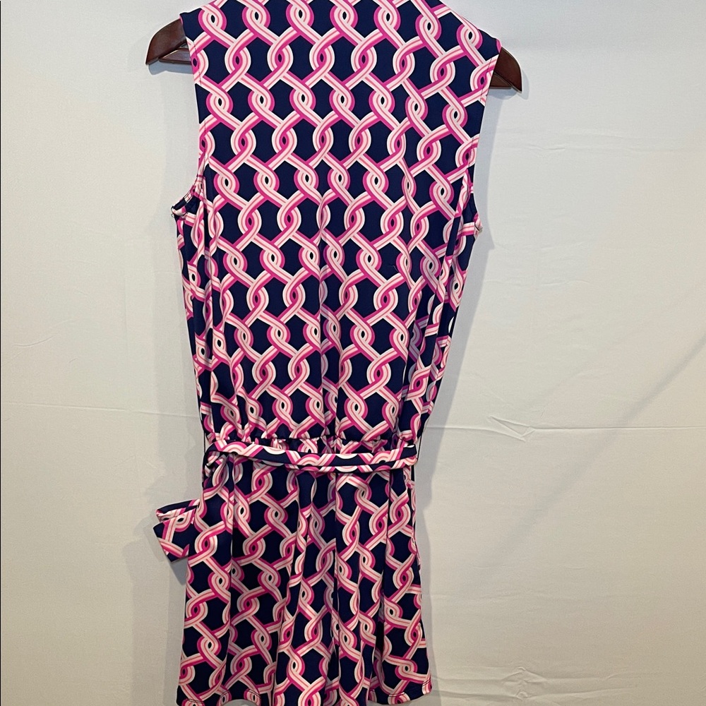 Julie Brown NYC Navy and Pink Geometric Tie-Waist Romper size M - Picture 4 of 5